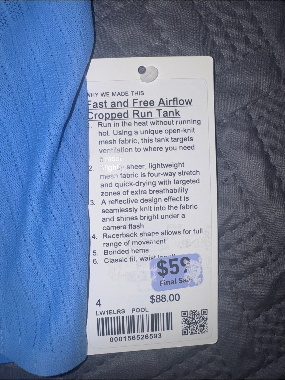 lululemon athletica Perforated Light-Blue Athletic Tank - Picture 3 of 3
